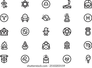 Fortune teller icons collection is a vector illustration with editable stroke.