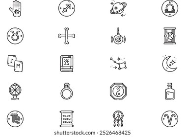 Fortune teller icons collection is a vector illustration with editable stroke.