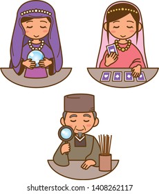 Fortune teller image illustration set