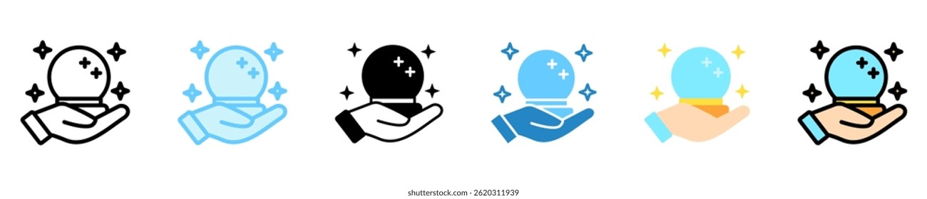 Fortune Teller multi estilo, mini ícone de ilustração. use para conceito moderno, impressão, UI, kit UX, web e desenvolvimento de aplicativos. Vetor EPS 10, relacionado com entretenimento, festival, funfair e hobbies