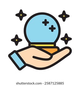 Fortune Teller outline color, mini illustration icon. use for modern concept, print, UI, UX kit, web and app development. Vector EPS 10, related to entertainment, festival, funfair and hobbies.