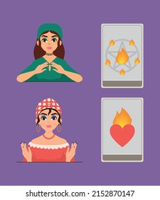 fortune teller and tarot icons