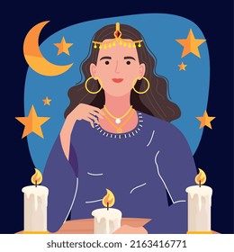 fortune teller with three candles