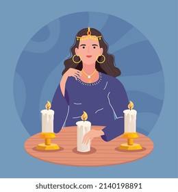fortune teller woman with candles