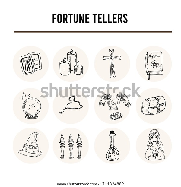 Fortune Tellers Isolated Hand Drawn Doodles Stock Vector (Royalty Free) 1711824889 Shutterstock