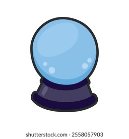 fortune telling ball with outline in flat vector design.