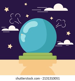 Fortune telling ball, fortune tellers and occultism, otherworldly forces, the afterlife, predictions. Mysticism, Halloween set, spiritualism. Vector illustration