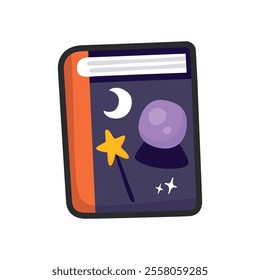 fortune telling book with outline in flat vector design.