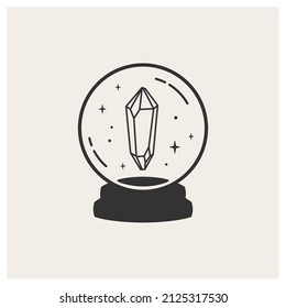 Fortuna contando bolas de cristal con el interior de cristal. Bien por el diseño magia y tiendas de espíritu y mercadería, camisetas, afiches y tarjetas