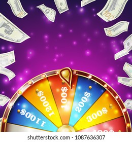 Fortune Wheel Banner Vector. Luck Sign. Lottery Luck. Lucky Jackpot Poster Design. Glowing Prize Illustration
