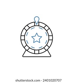 Fortune Wheel Concept Line Icon. Einfache Elementgrafik. Fortune Radkonzept Umriss Symbol Design.