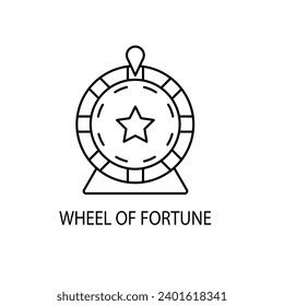 Fortune Wheel Concept Line Icon. Einfache Elementgrafik. Fortune Radkonzept Umriss Symbol Design.