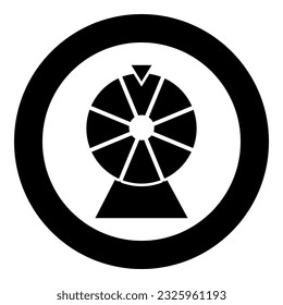 Fortune wheel drum lucky spin game casino gambling winner roulette icon in circle round black color vector illustration image solid outline style