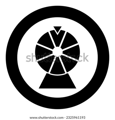 Fortune wheel drum lucky spin game casino gambling winner roulette icon in circle round black color vector illustration image solid outline style