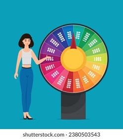 Fortune of wheel. Flat vector isolated on color background