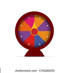 Fortune wheel game logo. Casino slot machine emblem. Online gambling icon. Colorful random choice winner sign. Money stakes symbol. Raffle prize. Isolated compass vector illustration. 