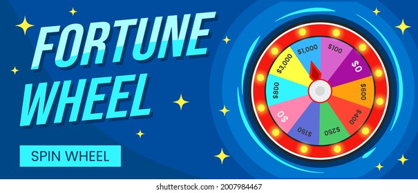 Fortune Wheel Game Web Banner Template Design Vector