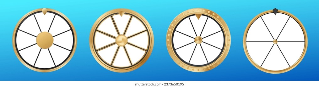 fortune wheel gold template with white empty segments vector realistic illustration