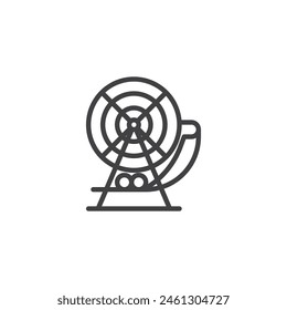 Fortune wheel line icon. linear style sign for mobile concept and web design. Bingo wheel with Balls outline vector icon. Symbol, logo illustration. Vector graphics