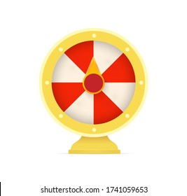 Fortune Wheel Logo. Casino Random Winner Slot Machine Emblem. Gambling Game Icon. Lottery,roulette Sign. Raffle Prize Symbol. Isolated Money Bets Vector Illustration 