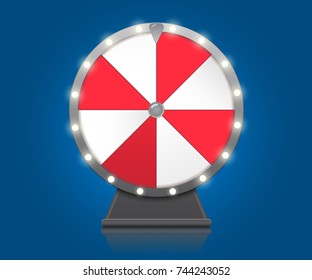 Fortune wheel. Lucky Wheel symbol on blue background with bulbs electric