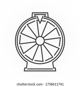 Fortune wheel outline sign symbol on white transparent background