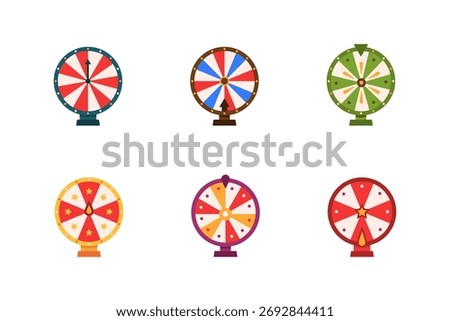 Fortune wheel set. Isolated fortune wheel vector set. 