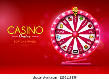fortune wheel spinning  casino online on bokeh background vector illustration