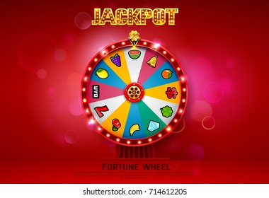 fortune wheel spinning on bokeh background vector illustration