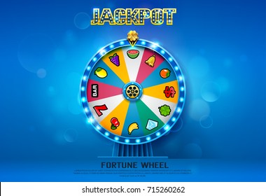 fortune wheel spinning  on bokeh background vector illustration