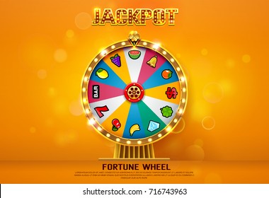 Fortune Wheel Spinning  On Bokeh Background Vector Illustration