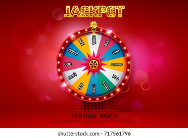 Fortune Wheel Spinning  On Bokeh Background Vector Illustration