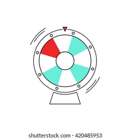 Fortune wheel vector icon isolated on white background, simple wheel of fortune design linear outline style