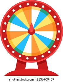 Fortune wheels, lucky spinning roulette, casino spin game. Colorful prize wheel, lottery prize roulettes games, money gambling flat vector set. Rotating equipment with random slots