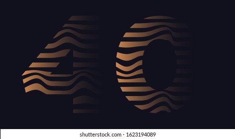 Forty 40 number vector font alphabet, modern dynamic luxury flat design for your unique elements design ; logo, corporate identity, application, creative poster & more 