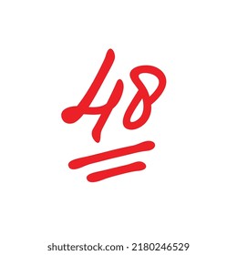 Forty eight points illustration, 48 points final exam score, vector illustration