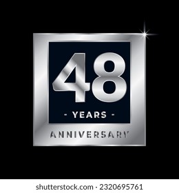 Forty Eight Years Anniversary Celebration Luxury Black and Silver Logo Emblem Isolated Vector