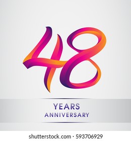 forty eight years anniversary celebration logotype colorful design, 48th birthday logo on white background
