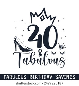 Forty and fabulous birthday sayings, happy birthday age designs