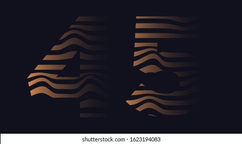 Forty five 45 number vector font alphabet, modern dynamic luxury flat design for your unique elements design ; logo, corporate identity, application, creative poster & more 