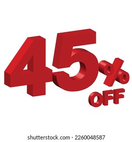 forty five 45 percent off 3d vector illustration 