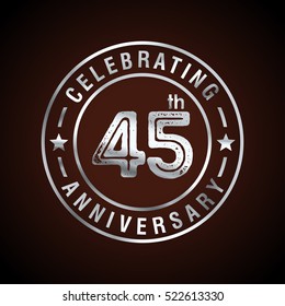Forty Five anniversary celebration logotype. 45th anniversary logo collection. Anniversary label. Anniversary logo template. Anniversary sign. Vector Illustration