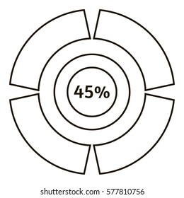 Forty five percents infographics. Outline illustration of forty five percents vector infographics for web