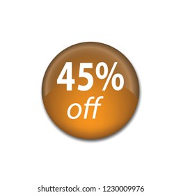 Forty five persent off vector button, web design element