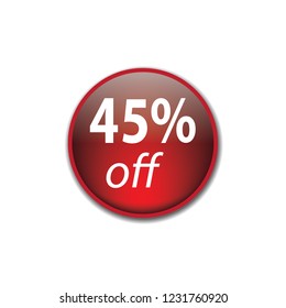 Forty five persent off vector button, web design element