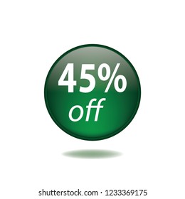 Forty five persent off vector button, web design element