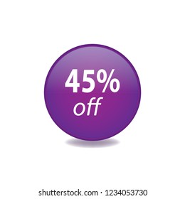 Forty five persent off vector button, web design element