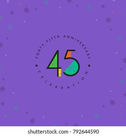 Forty five years, 45th Anniversary Celebration Logo Design, Number 45 Icon Vector Template.