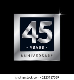 Forty Five Years Anniversary Celebration Luxury Black and Silver Logo Emblem Isolated Vector