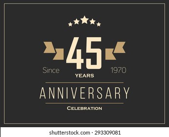 Forty five years anniversary celebration logotype. 45th anniversary logo.